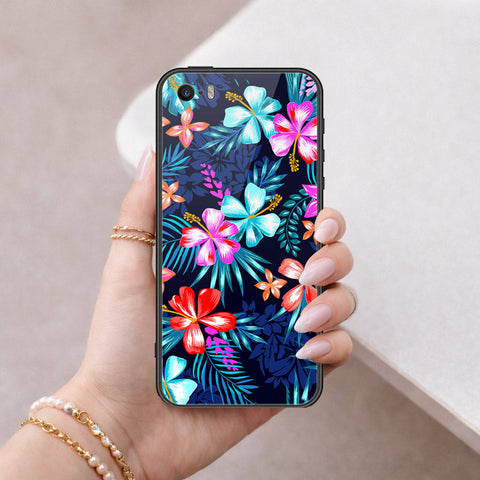 iPhone SE / 5s / 5 - Floral Series - HQ Ultra Shine Premium Infinity Glass Soft Silicon Borders Case