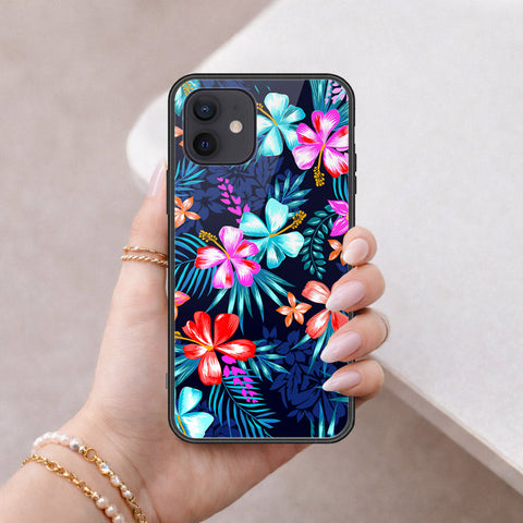 iPhone 12 - Floral Series - HQ Ultra Shine Premium Infinity Glass Soft Silicon Borders Case