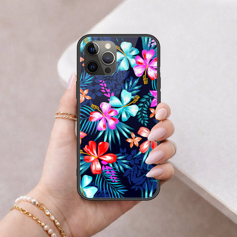 iPhone 12 Pro - Floral Series - HQ Ultra Shine Premium Infinity Glass Soft Silicon Borders Case