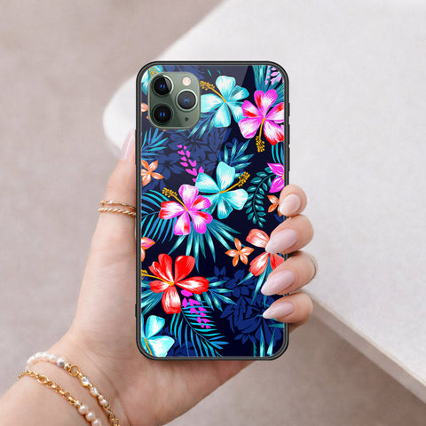 iPhone 11 Pro - Floral Series - HQ Ultra Shine Premium Infinity Glass Soft Silicon Borders Case