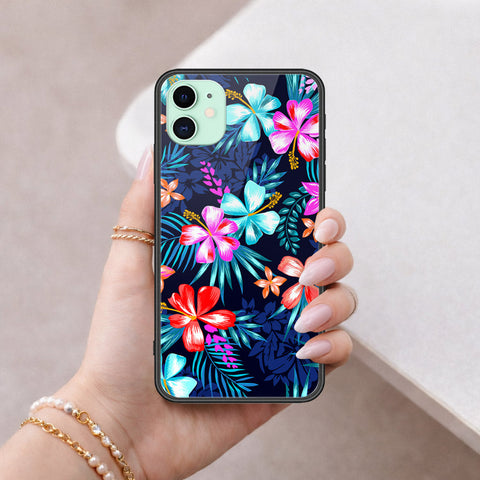 iPhone 11 - Floral Series - HQ Ultra Shine Premium Infinity Glass Soft Silicon Borders Case