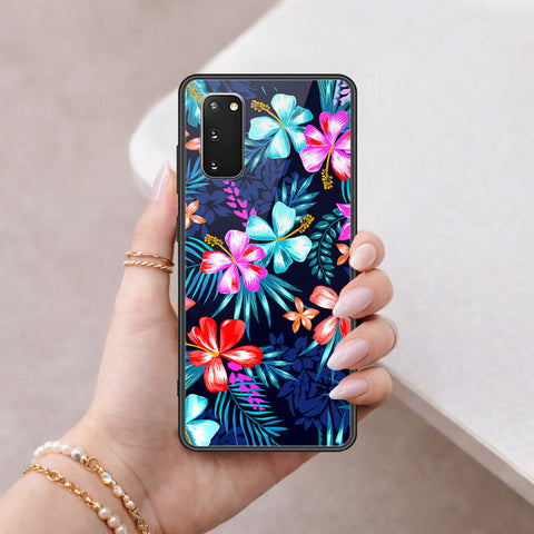Samsung Galaxy S20 Cover - Floral Series - HQ Ultra Shine Premium Infinity Glass Soft Silicon Borders Case