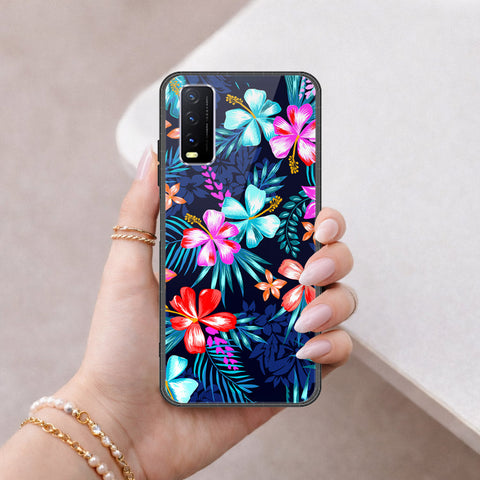 Vivo Y12s Cover - Floral Series - HQ Ultra Shine Premium Infinity Glass Soft Silicon Borders Case