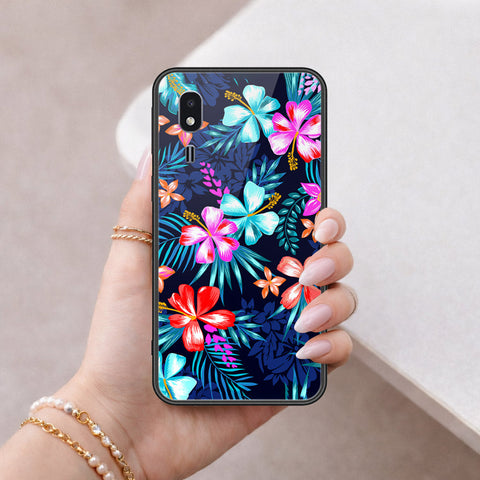 Samsung Galaxy A2 Core Cover - Floral Series - HQ Ultra Shine Premium Infinity Glass Soft Silicon Borders Case