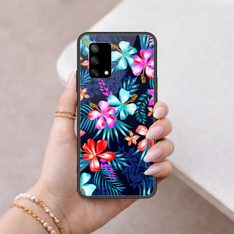 Oppo F19 Cover - Floral Series - HQ Ultra Shine Premium Infinity Glass Soft Silicon Borders Case