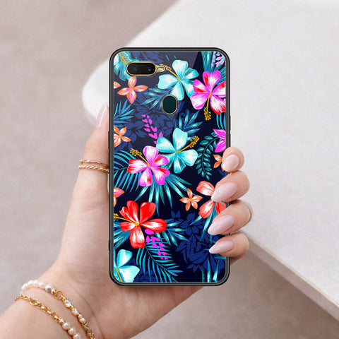 Oppo A12 Cover - Floral Series - HQ Ultra Shine Premium Infinity Glass Soft Silicon Borders Case