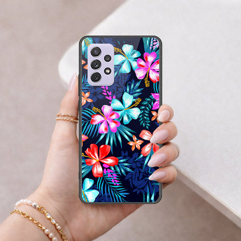 Samsung Galaxy A72 Cover - Floral Series - HQ Ultra Shine Premium Infinity Glass Soft Silicon Borders Case