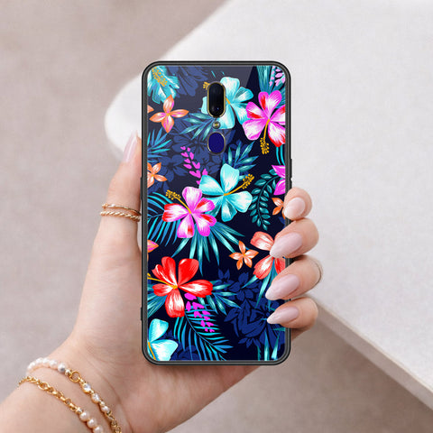 Oppo F11 Cover - Floral Series - HQ Ultra Shine Premium Infinity Glass Soft Silicon Borders Case