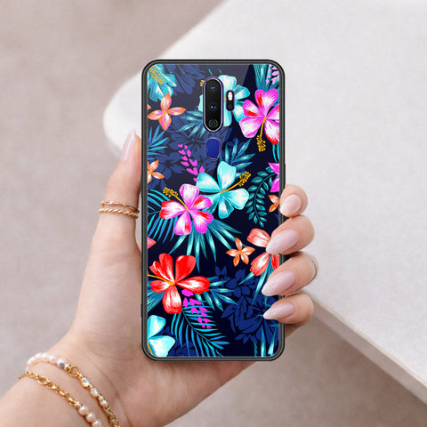 Oppo A9 2020 Cover - Floral Series - HQ Ultra Shine Premium Infinity Glass Soft Silicon Borders Case