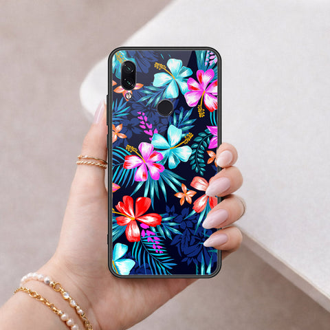 Xiaomi Redmi Note 7 Cover - Floral Series - HQ Ultra Shine Premium Infinity Glass Soft Silicon Borders Case