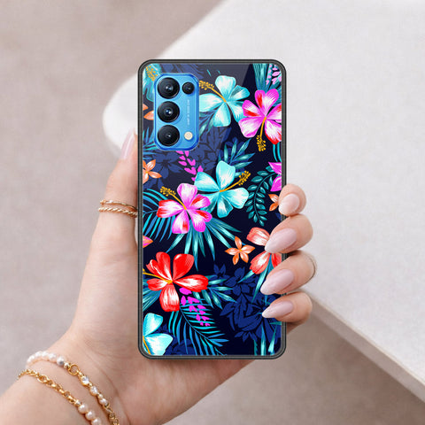 Oppo Reno 5 Pro 5G Cover - Floral Series - HQ Ultra Shine Premium Infinity Glass Soft Silicon Borders Case