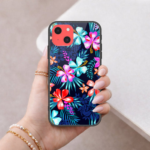iPhone 13 Mini Cover - Floral Series - HQ Ultra Shine Premium Infinity Glass Soft Silicon Borders Case