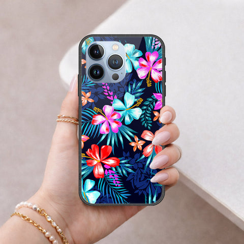 iPhone 13 Pro Cover - Floral Series - HQ Ultra Shine Premium Infinity Glass Soft Silicon Borders Case