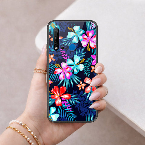 Huawei P20 Lite 2019 Cover - Floral Series - HQ Ultra Shine Premium Infinity Glass Soft Silicon Borders Case