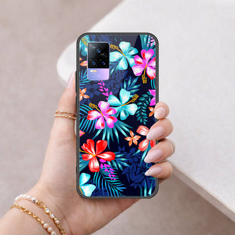 Vivo Y73 Cover - Floral Series - HQ Ultra Shine Premium Infinity Glass Soft Silicon Borders Case