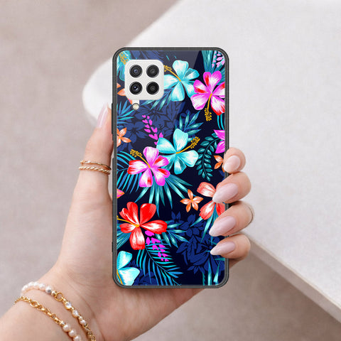 Samsung Galaxy M22 Cover - Floral Series - HQ Ultra Shine Premium Infinity Glass Soft Silicon Borders Case