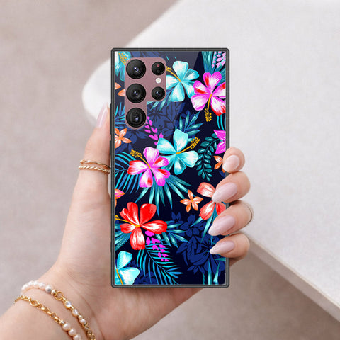 Samsung Galaxy S22 Ultra 5G Cover - Floral Series - HQ Ultra Shine Premium Infinity Glass Soft Silicon Borders Case