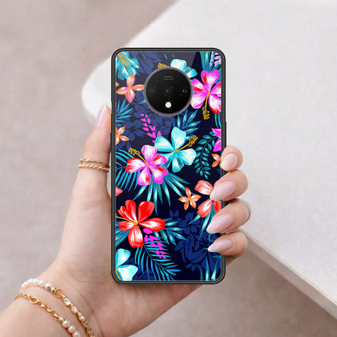 OnePlus 7T Cover - Floral Series - HQ Ultra Shine Premium Infinity Glass Soft Silicon Borders Case