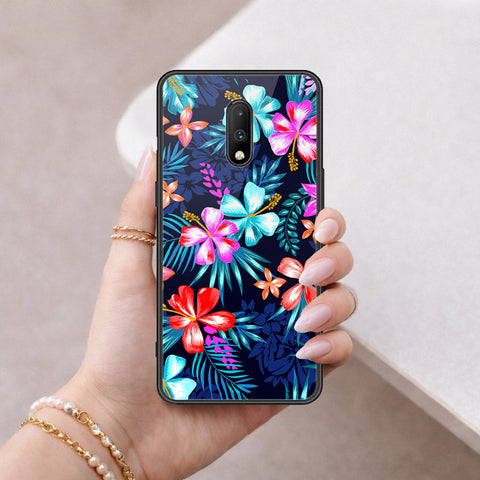 OnePlus 7 Cover - Floral Series - HQ Ultra Shine Premium Infinity Glass Soft Silicon Borders Case