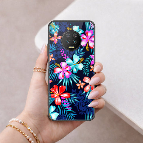 Infinix Note 7 Cover - Floral Series - HQ Ultra Shine Premium Infinity Glass Soft Silicon Borders Case