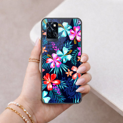 Infinix Note 10 Pro Cover - Floral Series - HQ Ultra Shine Premium Infinity Glass Soft Silicon Borders Case