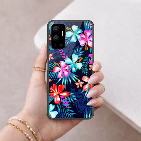 Infinix Hot 12 Cover - Floral Series - HQ Ultra Shine Premium Infinity Glass Soft Silicon Borders Case