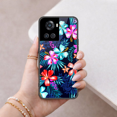 OnePlus 10R Cover - Floral Series - HQ Ultra Shine Premium Infinity Glass Soft Silicon Borders Case