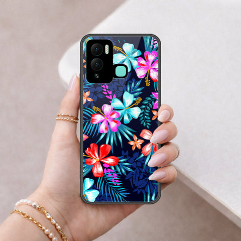 Infinix Hot 12 Play Cover - Floral Series - HQ Ultra Shine Premium Infinity Glass Soft Silicon Borders Case
