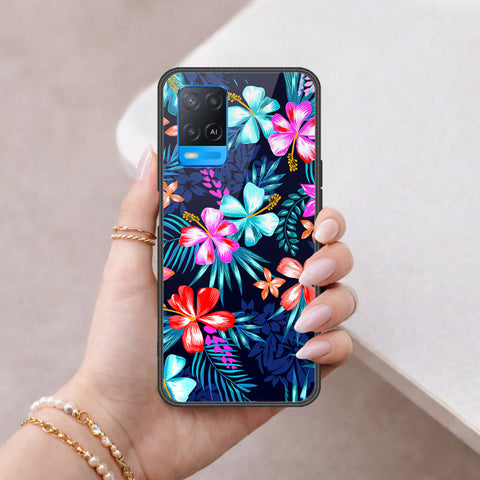 Oppo A54 4G Cover - Floral Series - HQ Ultra Shine Premium Infinity Glass Soft Silicon Borders Case