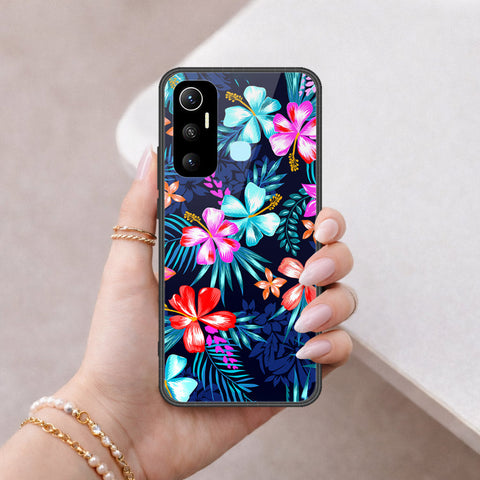 Infinix Hot 11 Cover - Floral Series - HQ Ultra Shine Premium Infinity Glass Soft Silicon Borders Case