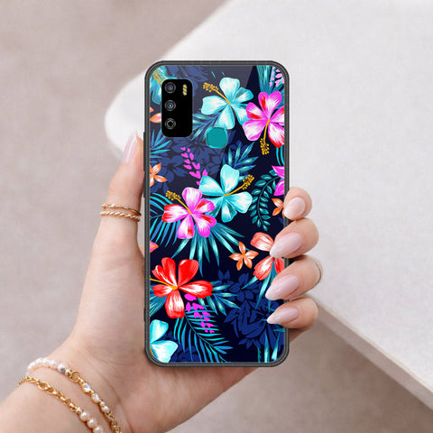 Infinix Hot 9 Play Cover - Floral Series - HQ Ultra Shine Premium Infinity Glass Soft Silicon Borders Case