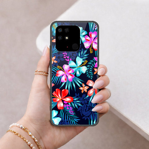 Xiaomi Redmi 10C Cover - Floral Series - HQ Ultra Shine Premium Infinity Glass Soft Silicon Borders Case