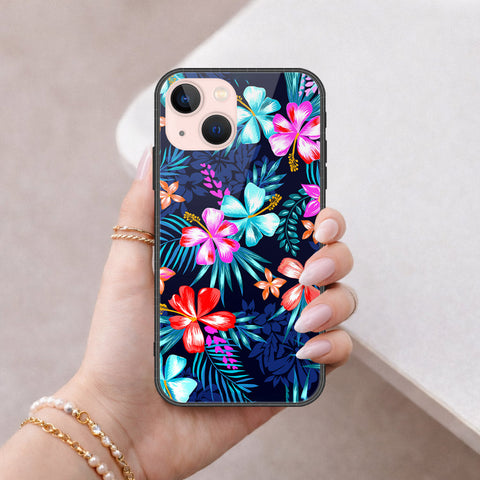 iPhone 14 - Floral Series - HQ Ultra Shine Premium Infinity Glass Soft Silicon Borders Case