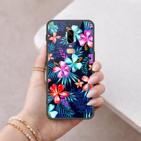 OnePlus 6 Cover - Floral Series - HQ Ultra Shine Premium Infinity Glass Soft Silicon Borders Case