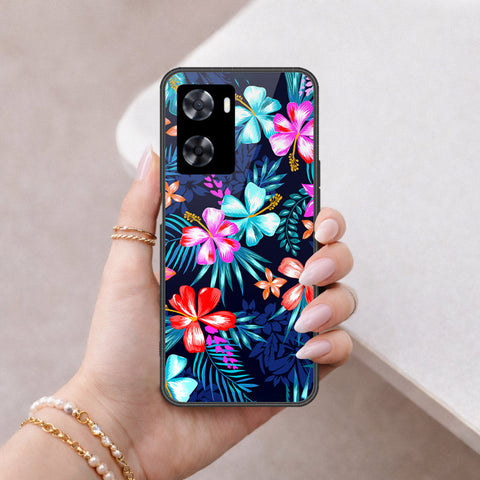 Oppo A57 4G 2022 Cover - Floral Series - HQ Ultra Shine Premium Infinity Glass Soft Silicon Borders Case