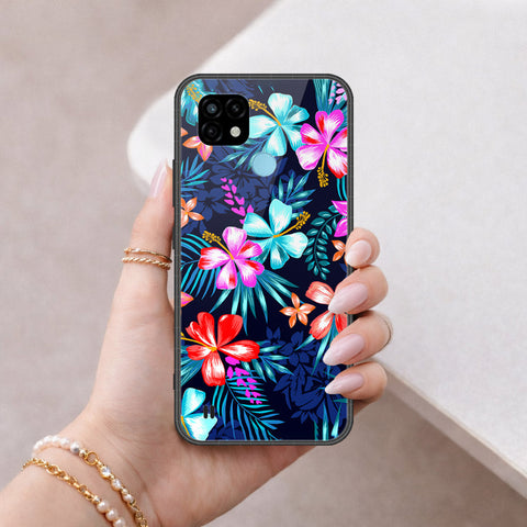 Realme C21 Cover - Floral Series - HQ Ultra Shine Premium Infinity Glass Soft Silicon Borders Case
