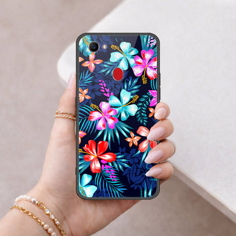 Oppo F7 Cover - Floral Series - HQ Ultra Shine Premium Infinity Glass Soft Silicon Borders Case