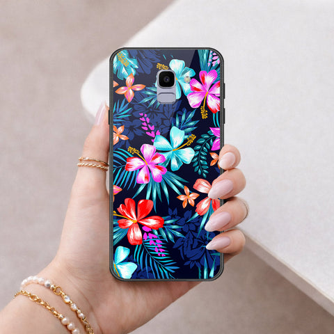 Samsung Galaxy J6 2018 Cover - Floral Series - HQ Ultra Shine Premium Infinity Glass Soft Silicon Borders Case
