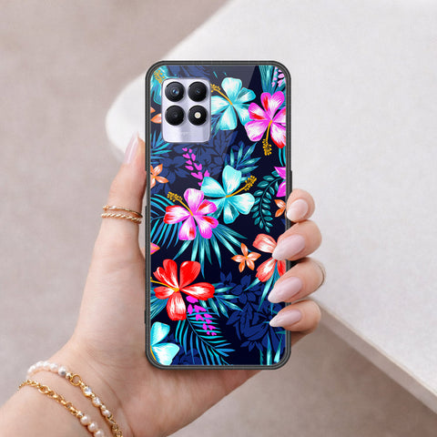 Realme 8i Cover - Floral Series - HQ Ultra Shine Premium Infinity Glass Soft Silicon Borders Case