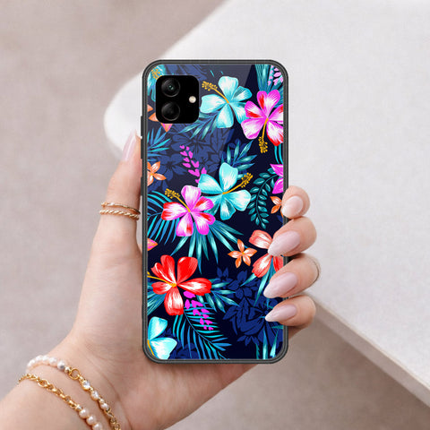 Samsung Galaxy A04e Cover - Floral Series - HQ Ultra Shine Premium Infinity Glass Soft Silicon Borders Case