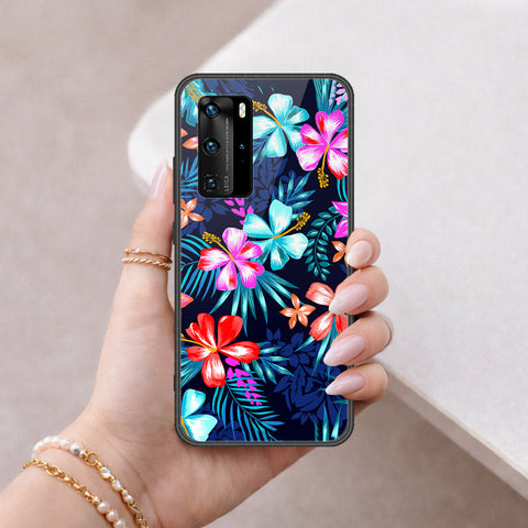 Huawei P40 Pro Cover - Floral Series - HQ Ultra Shine Premium Infinity Glass Soft Silicon Borders Case
