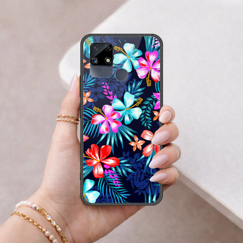 Realme Narzo 20 Cover - Floral Series - HQ Ultra Shine Premium Infinity Glass Soft Silicon Borders Case