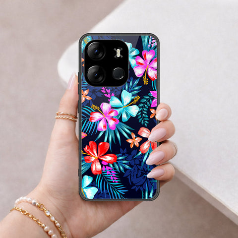 Infinix Smart 7 Plus Cover - Floral Series - HQ Ultra Shine Premium Infinity Glass Soft Silicon Borders Case