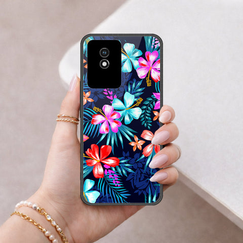 Vivo Y02 Cover - Floral Series - HQ Ultra Shine Premium Infinity Glass Soft Silicon Borders Case