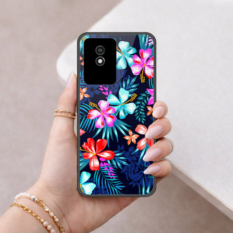 Vivo Y02t Cover - Floral Series - HQ Ultra Shine Premium Infinity Glass Soft Silicon Borders Case