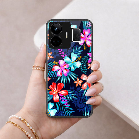 Realme GT3 Cover - Floral Series - HQ Ultra Shine Premium Infinity Glass Soft Silicon Borders Case