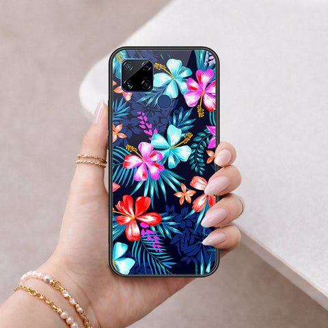 Realme C15 Cover - Floral Series - HQ Ultra Shine Premium Infinity Glass Soft Silicon Borders Case