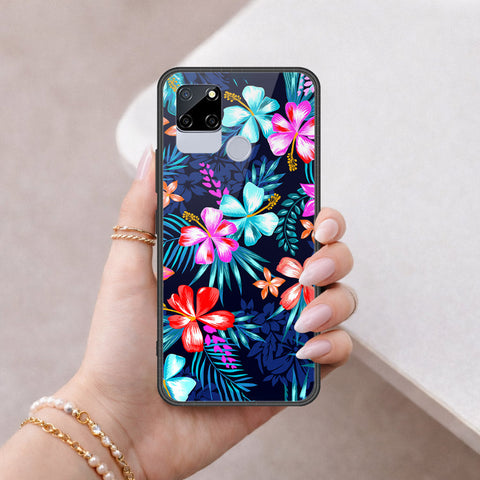 Realme C12 Cover - Floral Series - HQ Ultra Shine Premium Infinity Glass Soft Silicon Borders Case