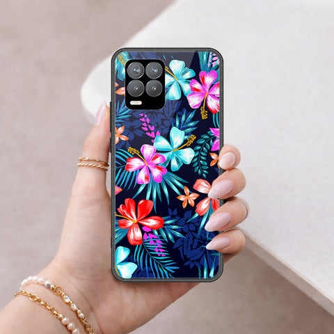 Realme 8 Cover - Floral Series - HQ Ultra Shine Premium Infinity Glass Soft Silicon Borders Case