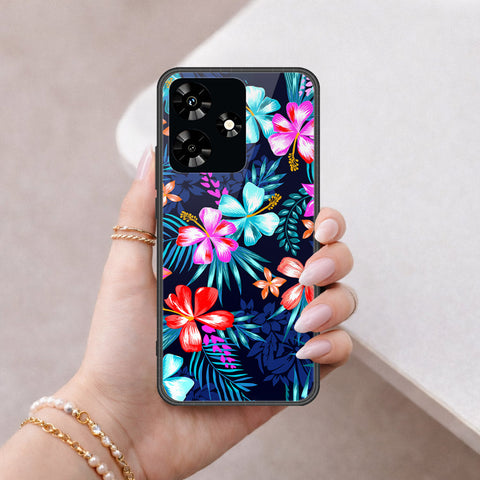 Infinix Hot 30 Cover - Floral Series - HQ Ultra Shine Premium Infinity Glass Soft Silicon Borders Case
